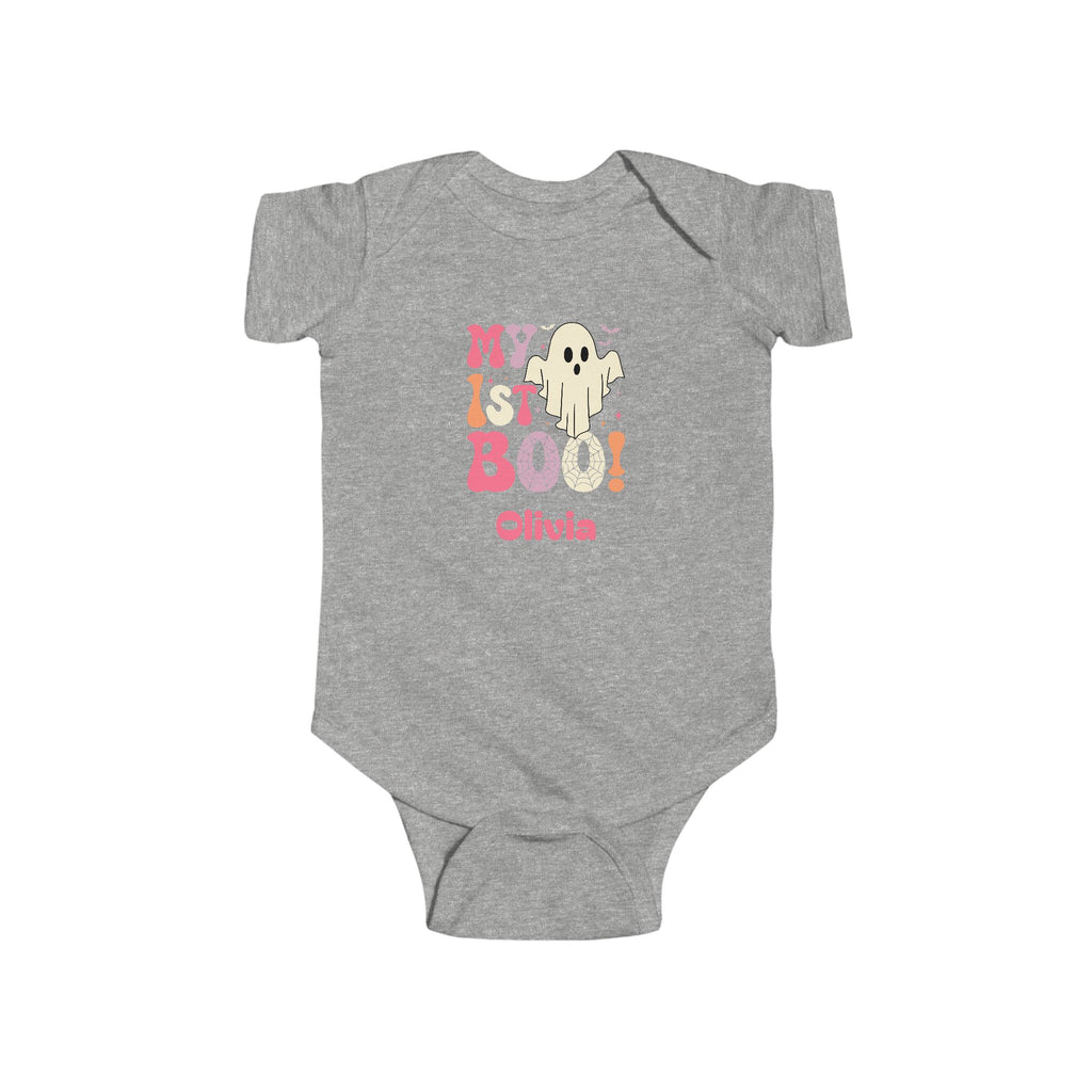 My 1st Boo Halloween onesie in navy - personalized first halloween keepsake baby bodysuit with custom name