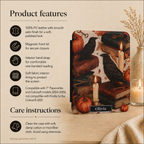 Gothic autumn raven Kindle case detail - personalized Halloween fall gift for her with ravens books candles and pumpkins