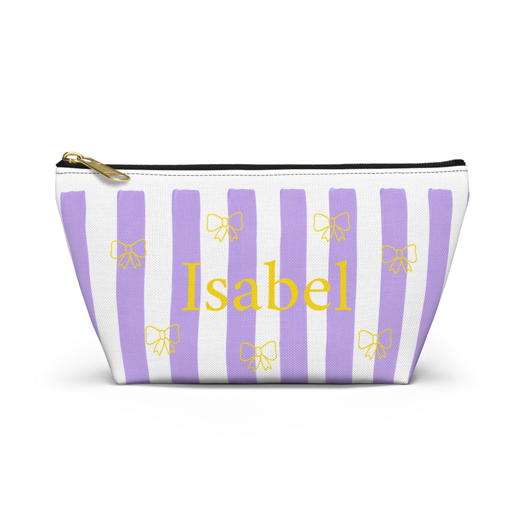 Coquette lavender makeup bag with gold zipper variant