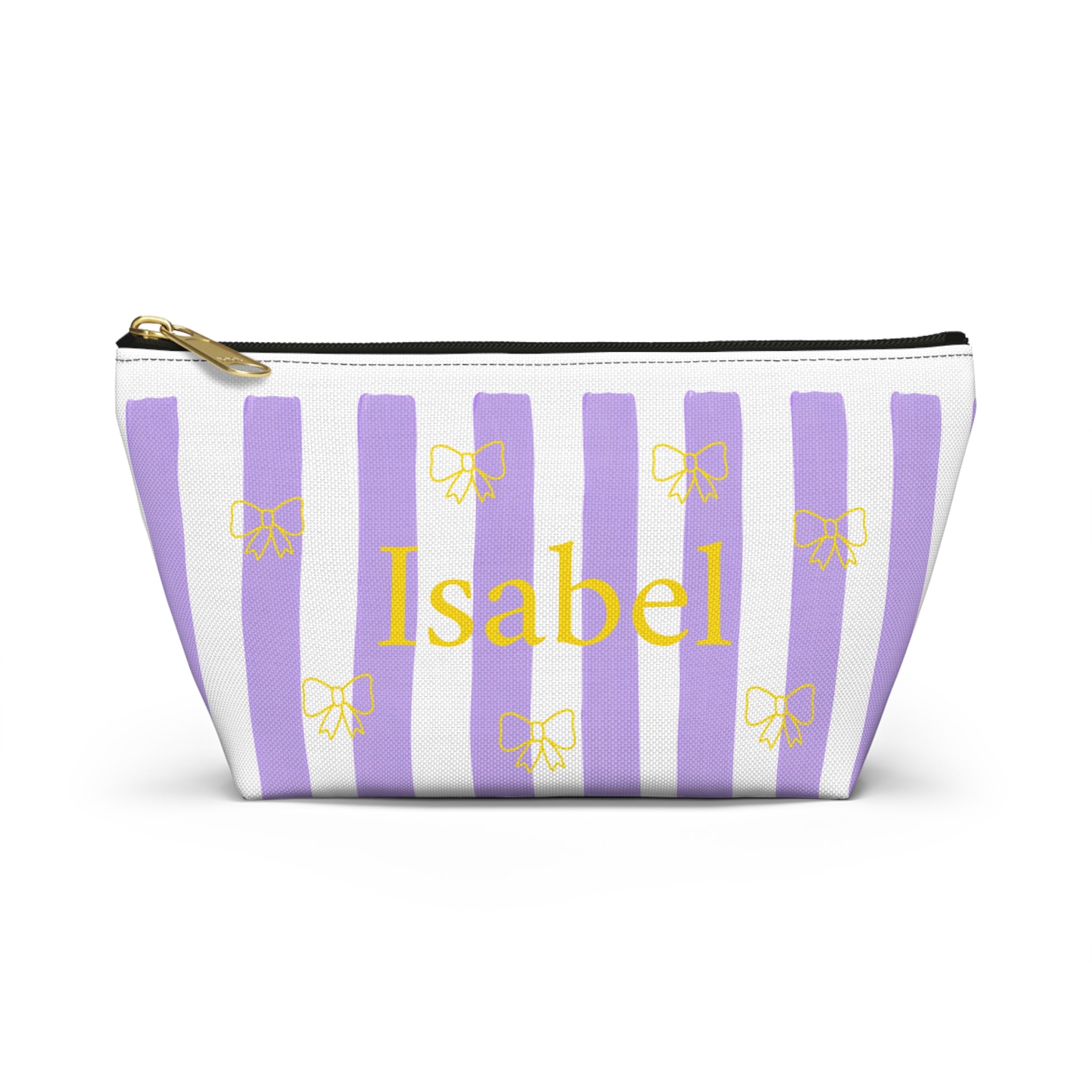 Coquette lavender makeup bag with gold zipper variant