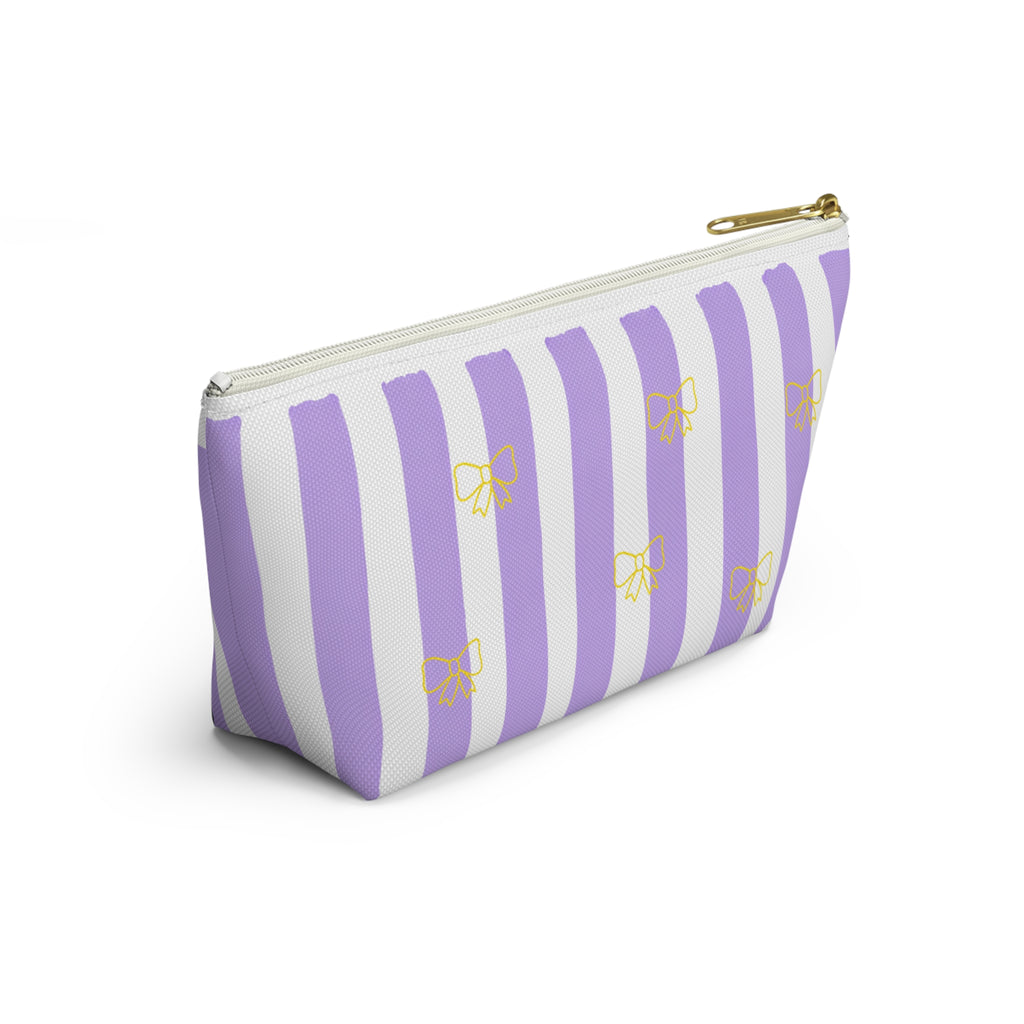 Custom name bow pouch open showing interior capacity