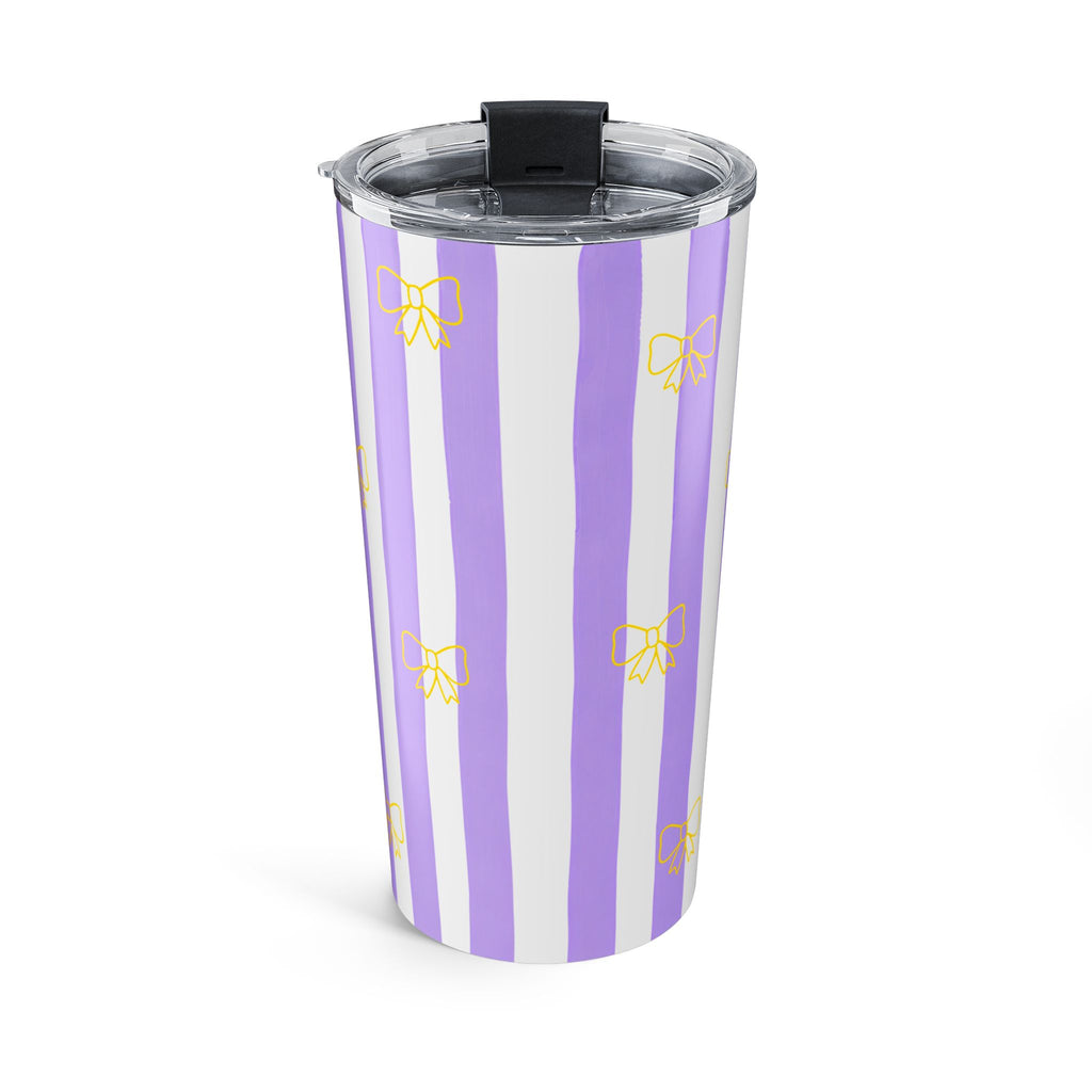 Coquette bow tumbler with sliding lid, close-up detail shot