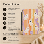 Cute ghost Kindle case detail - personalized pastel halloween gift for her with kawaii ghosts rainbow stripes and stars