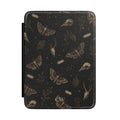 Personalized gothic moth Kindle case in black - dark academia design with moths butterflies bird skulls deer skulls botanicals and custom initials