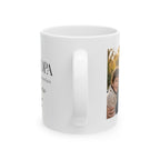 Grandpa birthday gift mug - personalized white ceramic with custom message and names from grandchildren