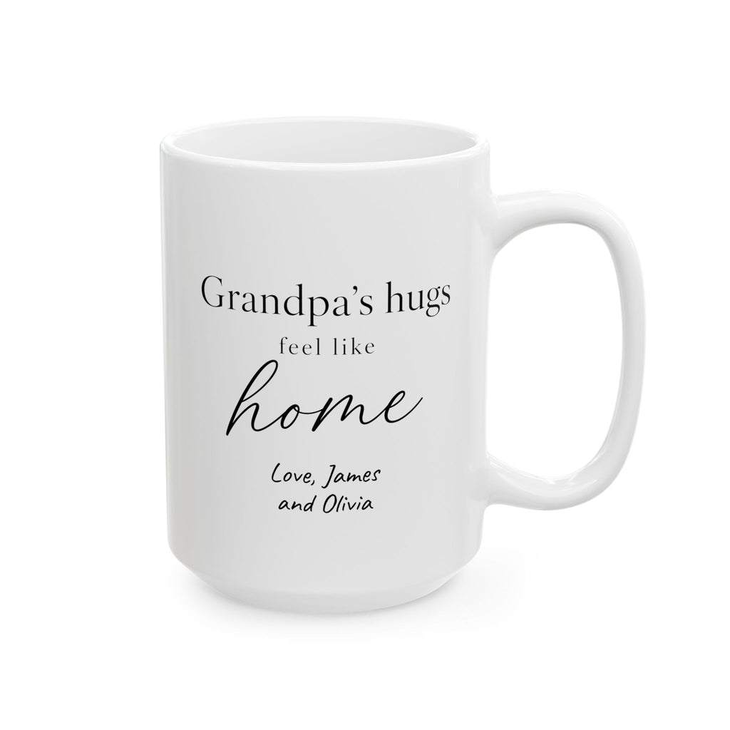 Grandparents Day gift mug for grandpa - custom ceramic with grandkids names and home message