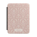 Personalized pink floral damask Kindle case with custom name on the front cover