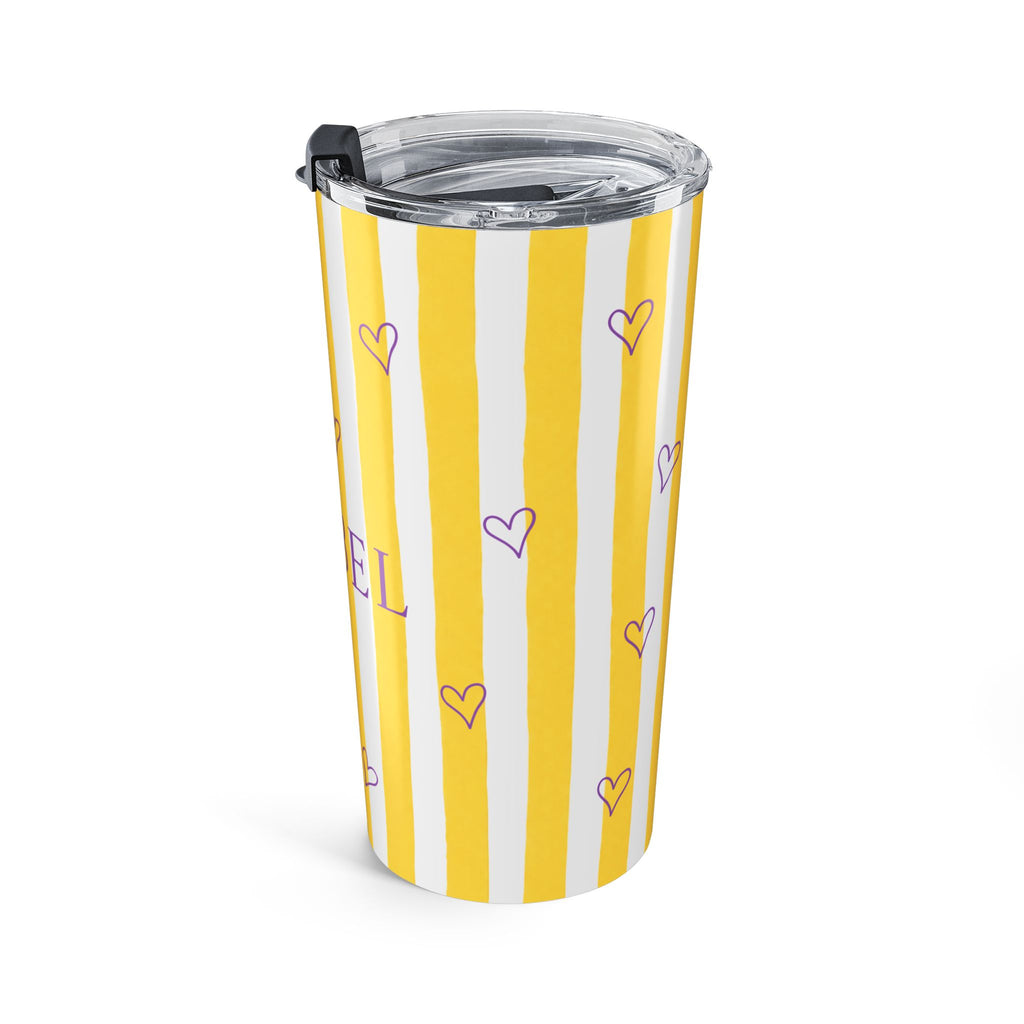 Personalized yellow tumbler in home setting - bright dopamine gift for teen or young woman