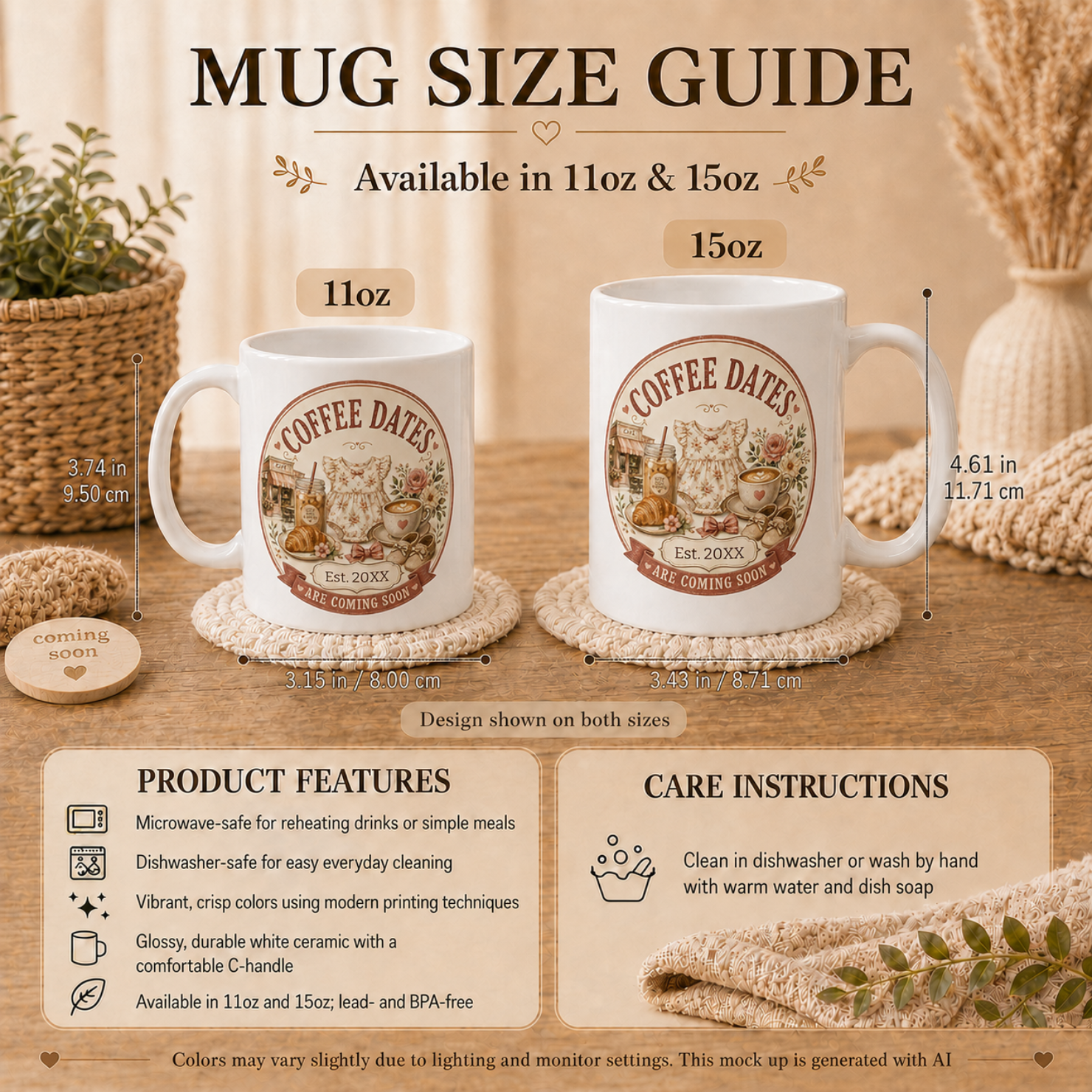 Coffee Dates Are Coming Soon mug lifestyle - heartfelt vintage cafe pregnancy reveal gift for mom grandma auntie or best friend