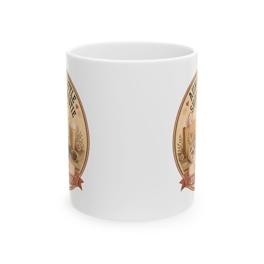 New auntie gift mug 11oz - coquette pregnancy reveal with Est 20XX and On The Way banner