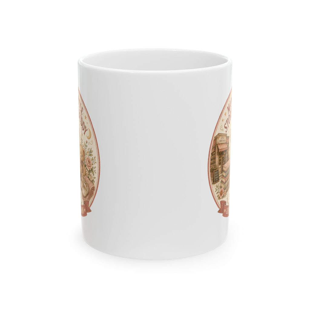Book loving mom pregnancy reveal mug 11oz - vintage bookshop design with Est 20XX and Arriving Soon banner