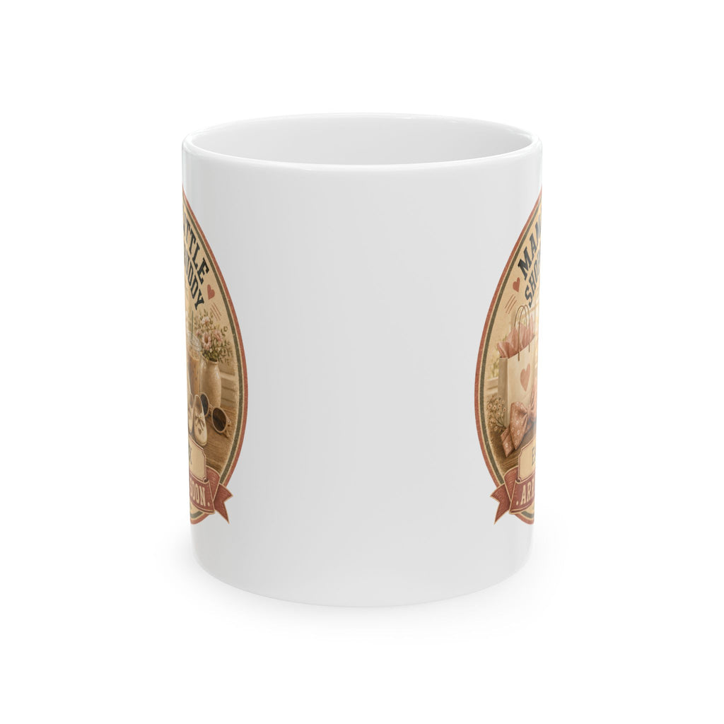 New mom gift mug 11oz - coquette pregnancy reveal with Est 20XX and Arriving Soon banner
