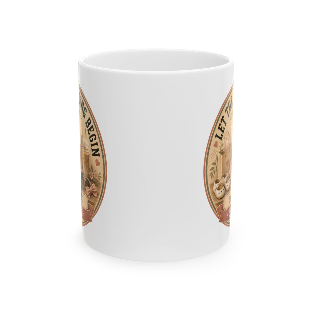 New grandma gift mug 11oz - coquette pregnancy reveal with Est 20XX and Soon banner