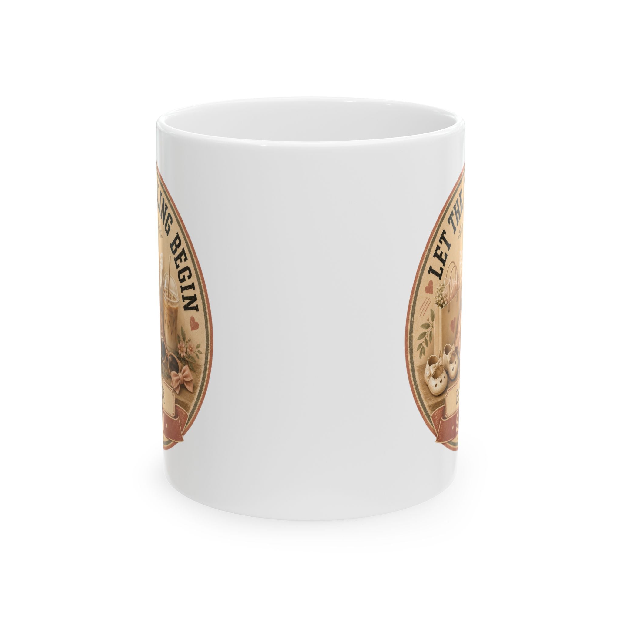 New grandma gift mug 11oz - coquette pregnancy reveal with Est 20XX and Soon banner