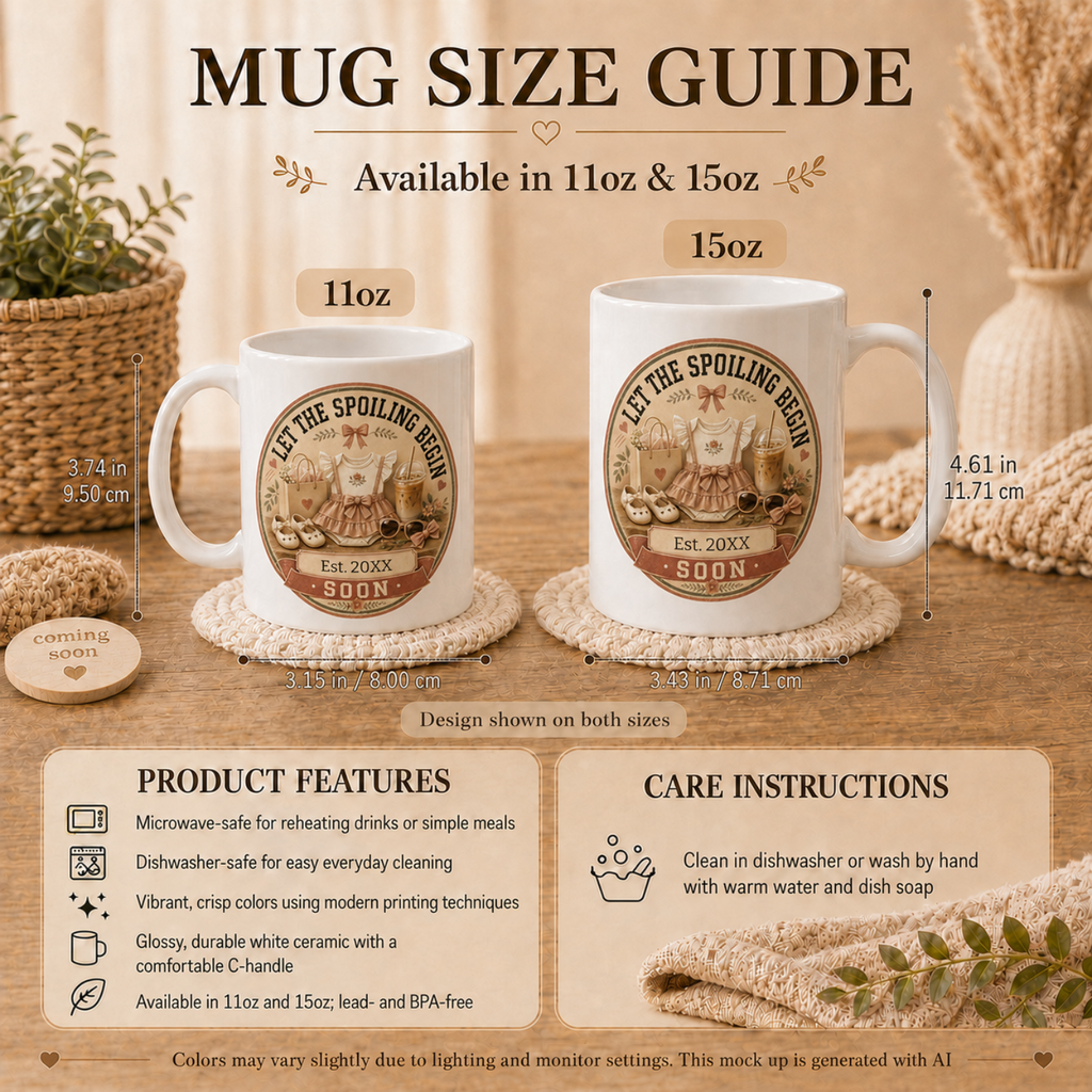 Let the Spoiling Begin mug lifestyle - pregnancy reveal gift for new grandma or auntie