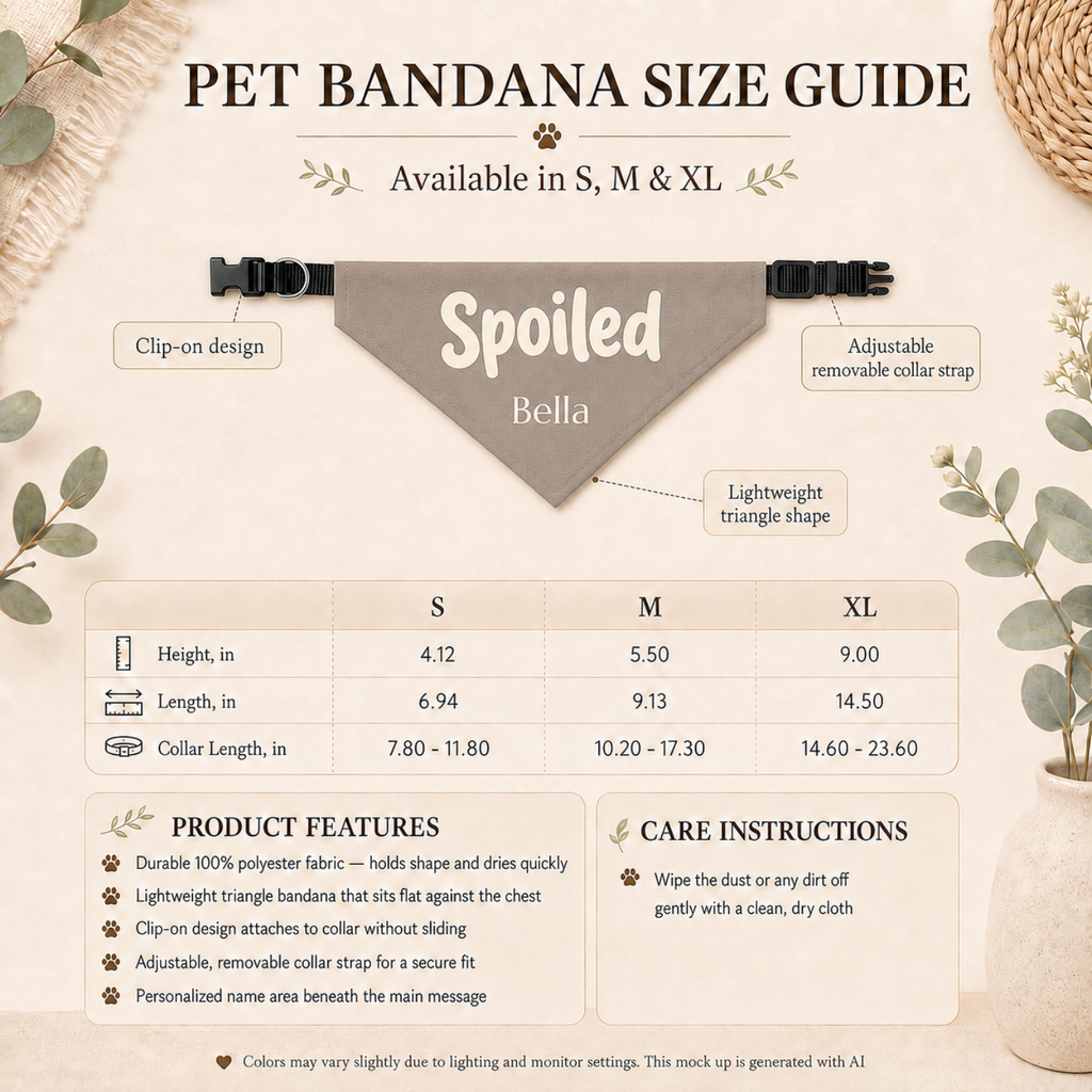 Spoiled personalized dog bandana detail - funny pet gift with custom name for spoiled dogs