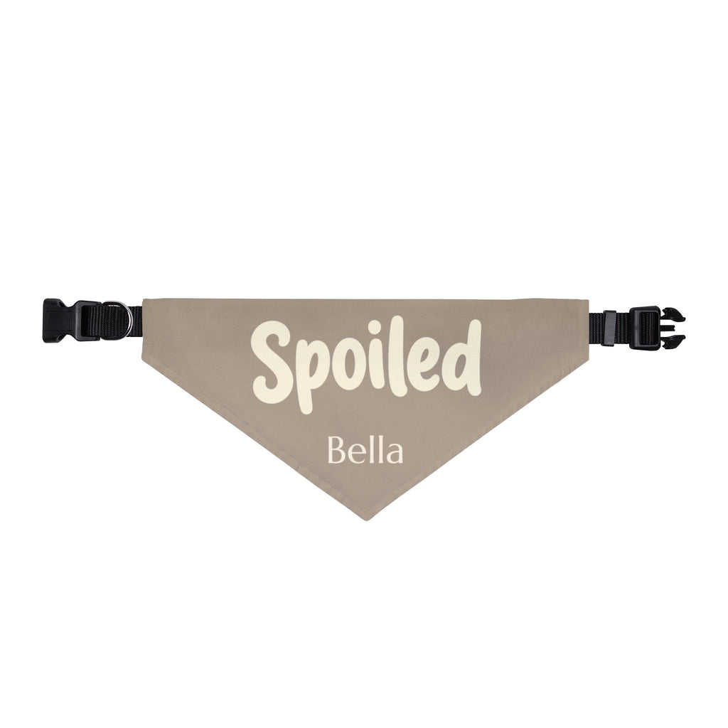 Spoiled dog bandana gift for dog mom - taupe personalized bandana with dogs name in multiple sizes