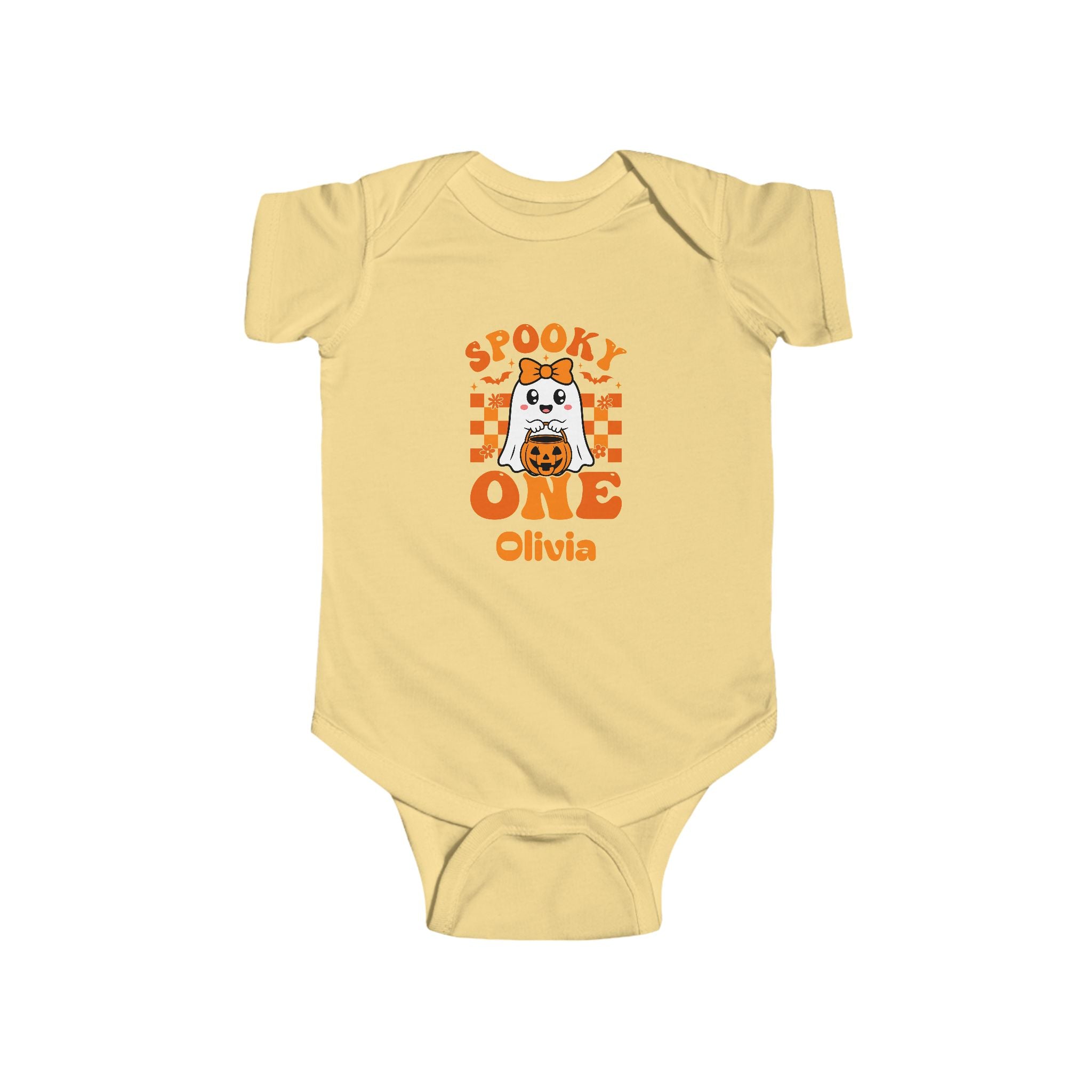 Spooky One Halloween birthday onesie in black - personalized first halloween birthday keepsake with custom name