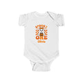 Spooky One Halloween birthday onesie in white - retro orange ghost with bow pumpkin checkered background and custom baby name