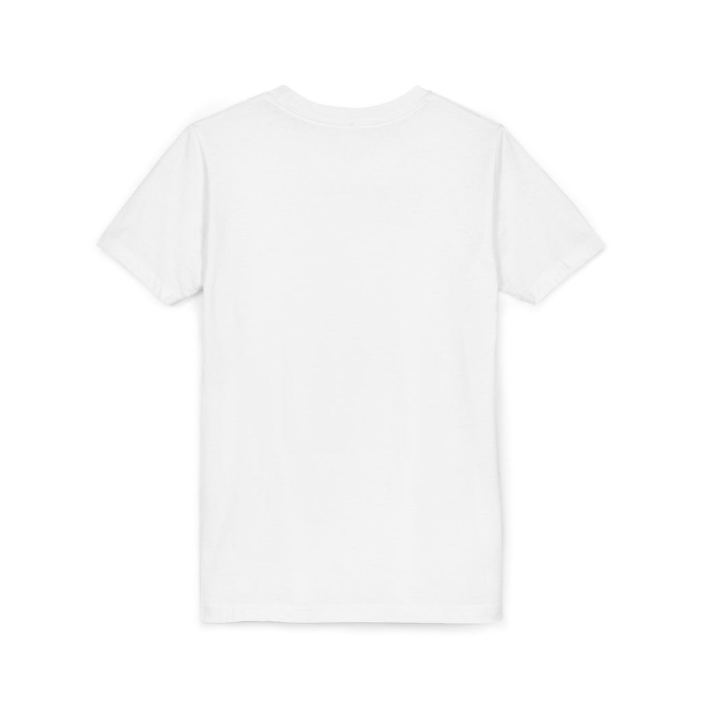 That Girl Club youth tee lifestyle shot — girl wearing white personalized kids shirt
