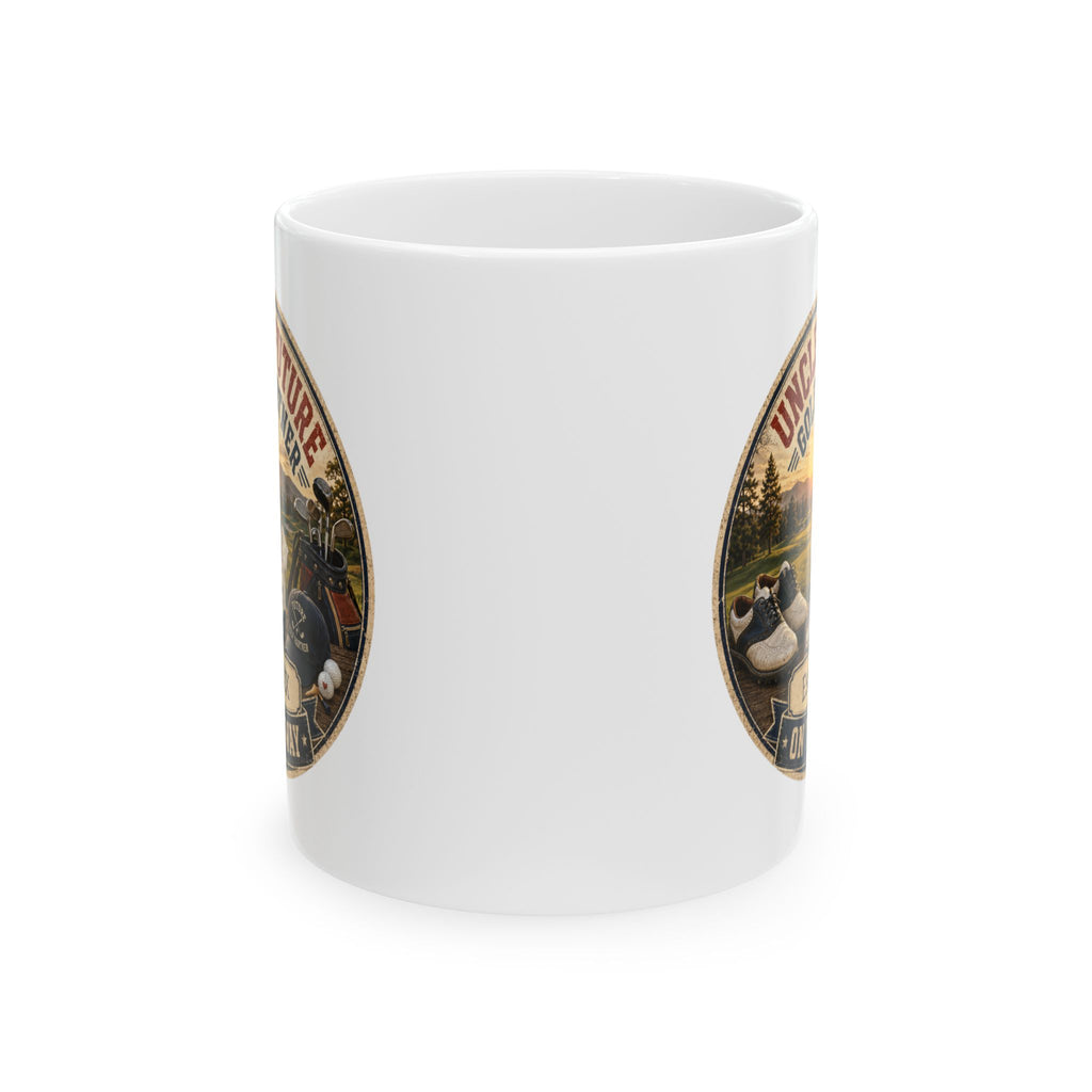 Uncle golf gift mug 11oz - vintage badge pregnancy reveal with Est 20XX personalization